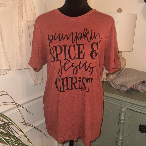 Pumpkin Spice & Jesus Christ Tee, Size Large - Picture 3 of 8